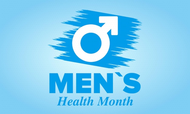 Mes nacional de la salud del hombre en junio Programa de educación sanitaria Póster vectorial médico y sanitario