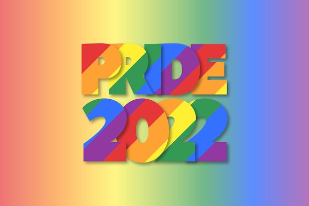 Mes del orgullo 2022 plantilla de banner horizontal arco iris lgbtq colores de la bandera del orgullo gay fondo rayado