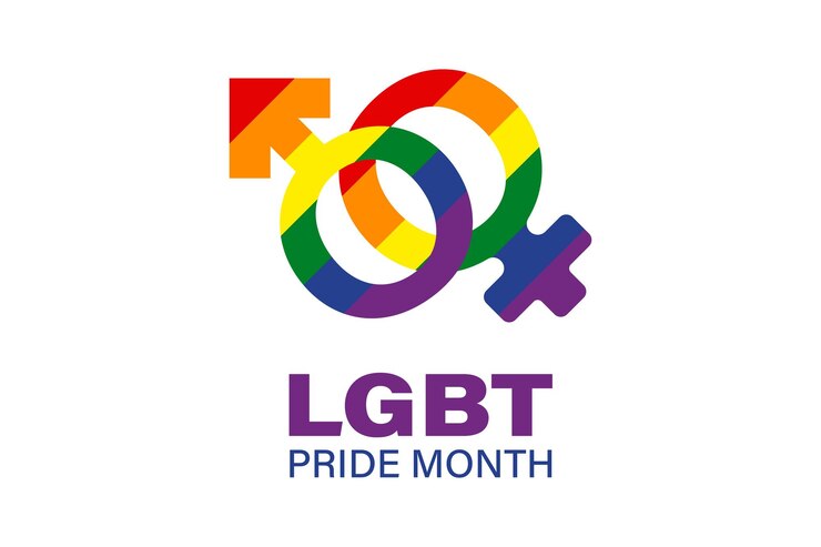 Vector el mes del orgullo bi lgbt en junio lesbianas gay transgénero celebran la bandera anual lgbt