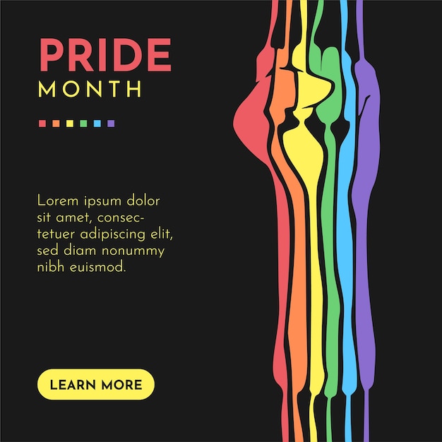 mes orgullo diseño simple minimalista con arco iris creativo multitud mano usando líneas aleatorias abstractas