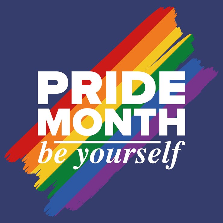 Vector mes del orgullo lgbt en junio bandera lgbt concepto de amor de la bandera del arco iris ilustración vectorial póster