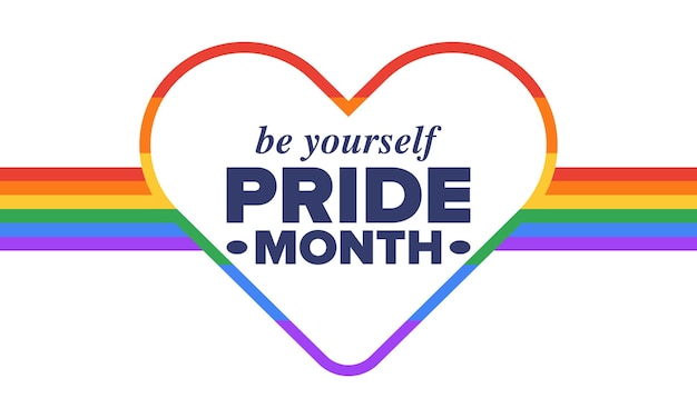 Mes del orgullo LGBT en junio Bandera LGBT Concepto de amor de la bandera del arco iris Ilustración vectorial Póster