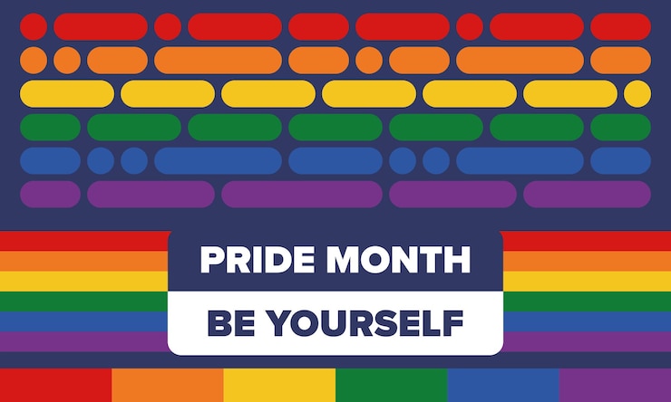 Vector mes del orgullo lgbt en junio bandera lgbtq de lesbianas, gays, bisexuales y transgénero