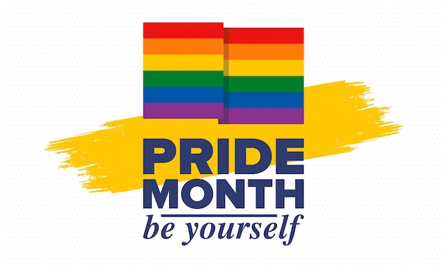 Mes del Orgullo LGBT en junio Lesbianas Gay Bisexual Transgénero LGBT Bandera del arco iris Ilustración vectorial