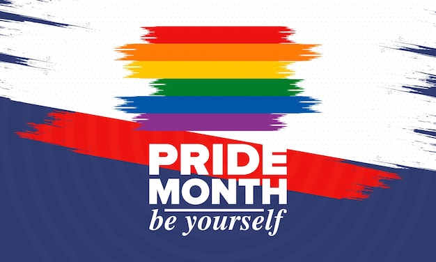 Mes del Orgullo LGBT en junio Lesbianas Gay Bisexual Transgénero LGBT Bandera del arco iris Ilustración vectorial