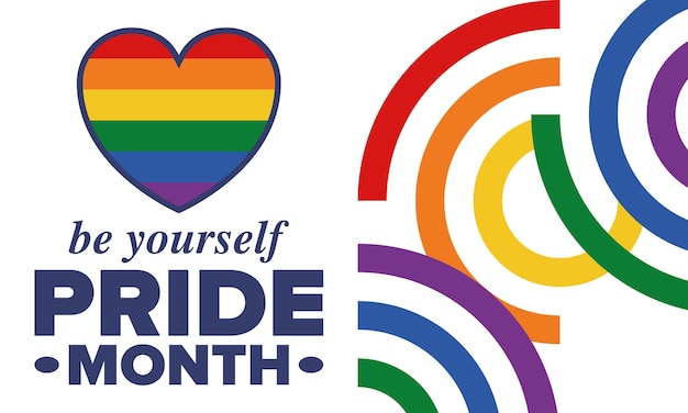 Mes del Orgullo LGBT en junio Lesbianas Gay Bisexuales Transgénero Bandera LGBT Amor del arco iris Afiche vectorial