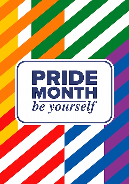 Vector mes del orgullo lgbt en junio lesbianas gay bisexuales transgénero bandera lgbt amor del arco iris afiche vectorial