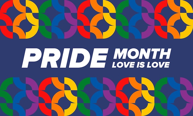 Mes del Orgullo LGBT en junio Lesbianas Gay Bisexuales Transgénero Bandera LGBT Amor del arco iris Afiche vectorial