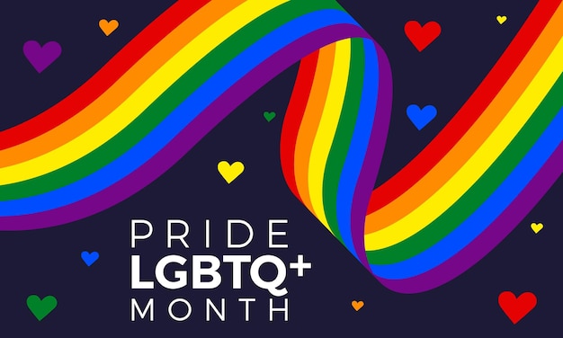 Vector mes del orgullo lgbtq en junio de cada año diseño de comunidad de orgullo de signo de arco iris para tarjeta de cartel de banner y plantilla de fondo