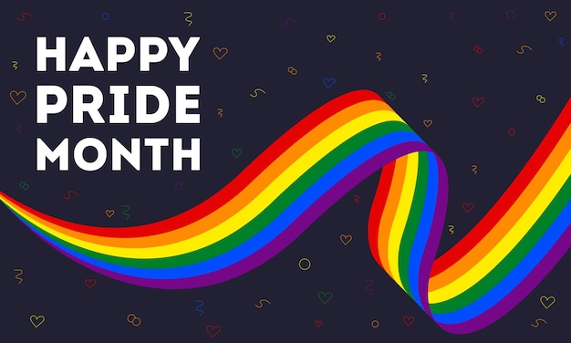 Mes del orgullo LGBTQ en junio de cada año Diseño de comunidad de orgullo de signo de arco iris para tarjeta de cartel de banner y plantilla de fondo