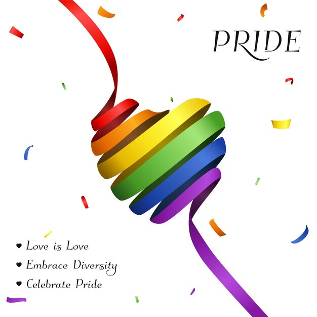 mes de orgullo post en las redes sociales diseño de plantillas creativo 3d arco iris rizado cinta efecto corazón