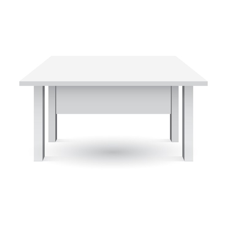 Vector mesa 3d vectorial para presentación de objetos mesa superior blanca vacía aislada sobre fondo blanco