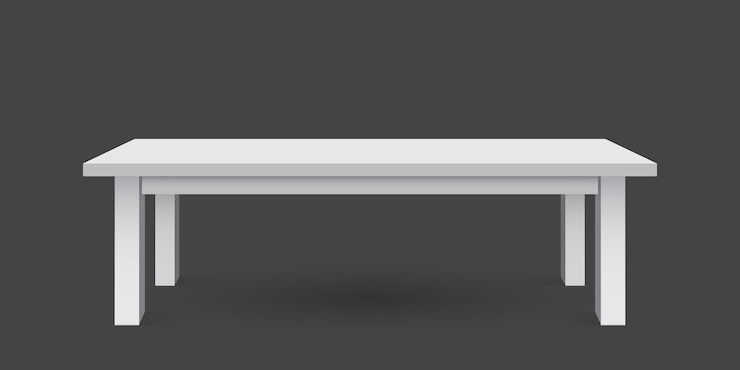 Vector mesa 3d vectorial para presentación de objetos mesa superior blanca vacía aislada sobre fondo negro