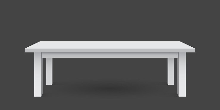 Vector mesa 3d vectorial para presentación de objetos mesa superior blanca vacía aislada sobre fondo negro