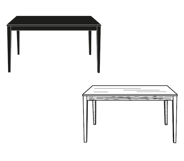 mesa aislada y boceto de una mesa