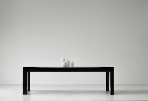 mesa blanca y jarrón en el suelo con espacio de copia para su texto mesa blanca y jarón en el flo