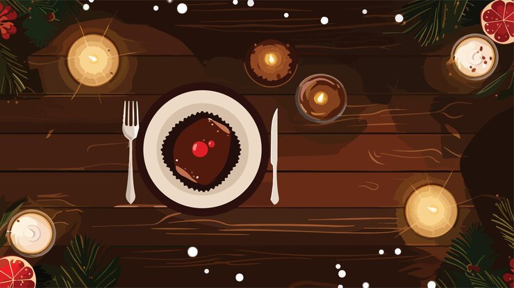 Vector la mesa de la cena de navidad
