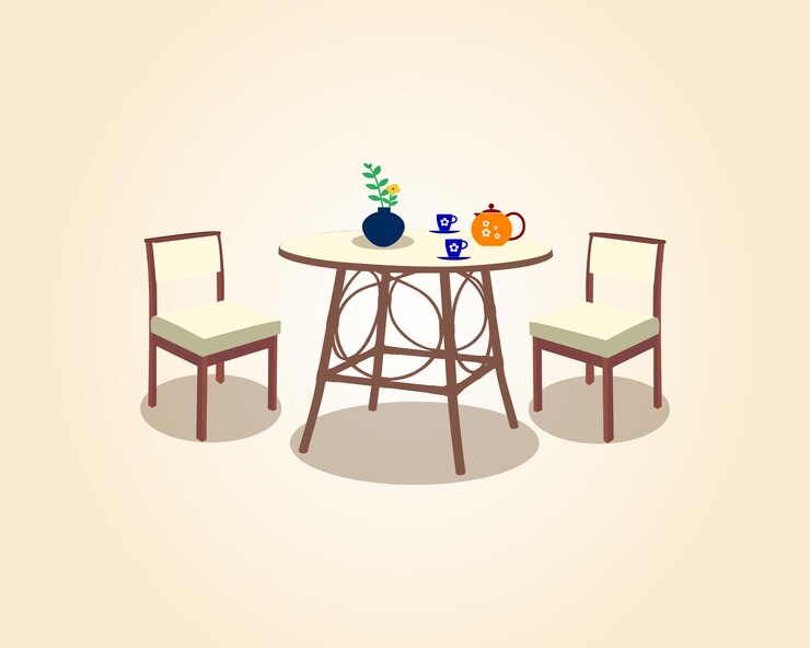 Mesa de comedor con juego de café