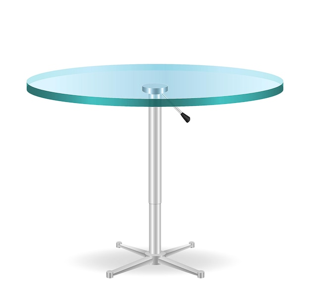 Vector mesa de comedor redonda de vidrio moderna aislada sobre fondo blanco ilustración 3d