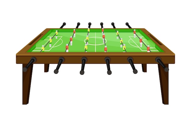 Mesa para fútbol o futbolín con figuras como ilustración vectorial de juego de mesa