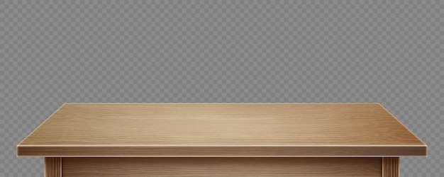 Mesa de madera aislada sobre fondo transparente vector ilustración realista