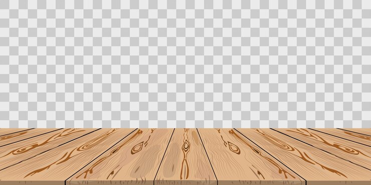 Vector mesa de madera aislada sobre un fondo transparente