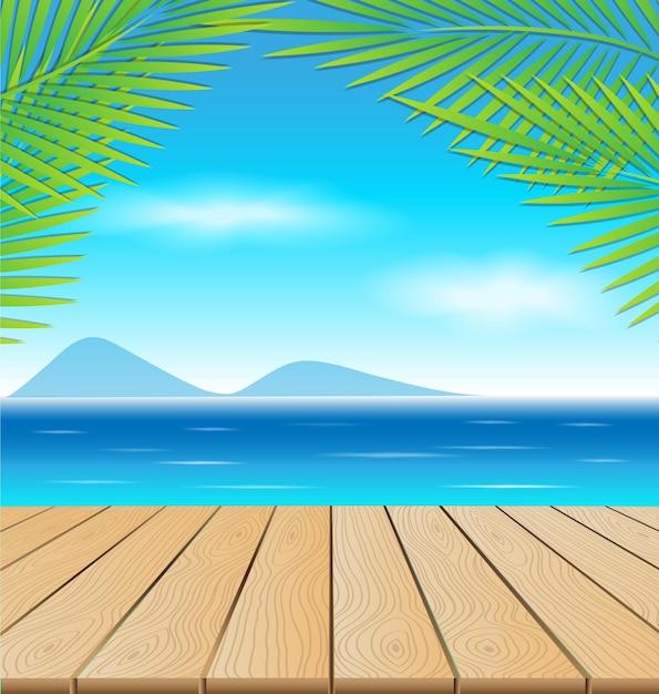 Mesa de madera en la playa