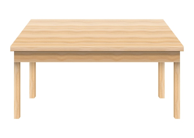 Mesa de madera realista aislada sobre fondo blanco Ilustración vectorial