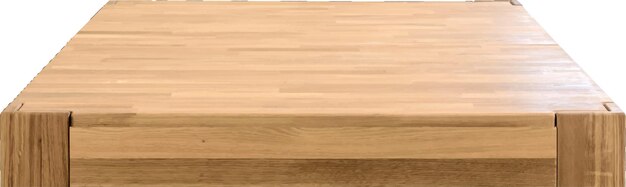 Mesa de madera sobre un fondo blanco
