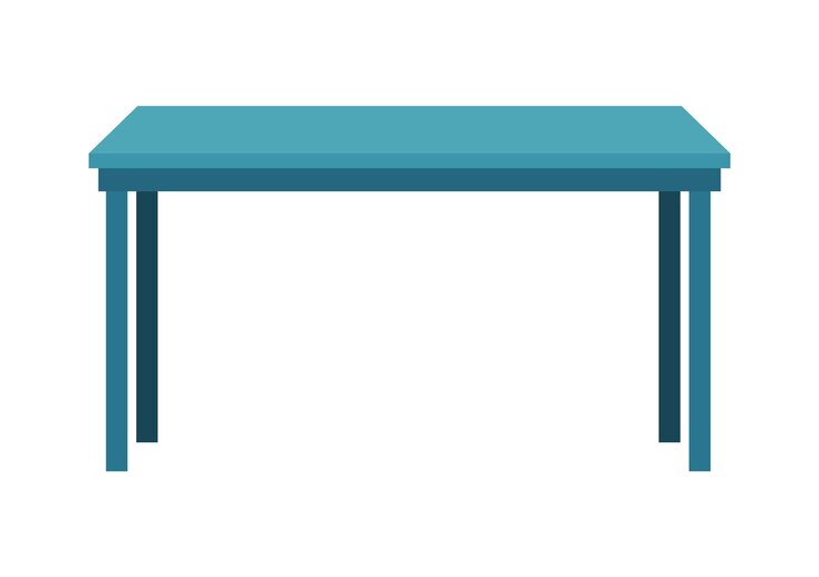 Vector mesa de madera vacía o escritorio limpie el elemento pequeño de los paisajes interiores de la casa plantilla para la presentación de objetos mesa aislada sobre fondo blanco