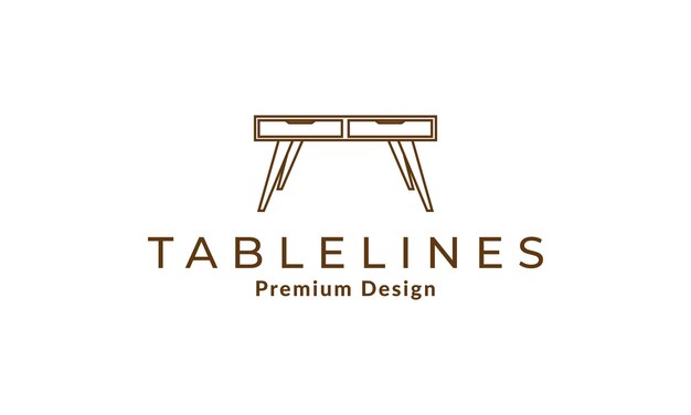Mesa minimalista líneas modernas muebles interiores logo vector símbolo icono diseño ilustración