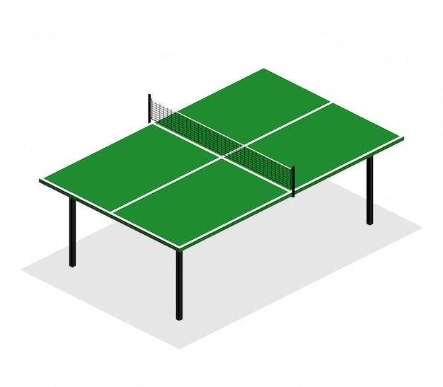 La mesa de ping pong verde es una ilustración isométrica