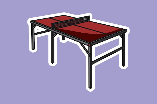 Mesa para PingPong o Tenis de Mesa Ilustración vectorial de pegatinas Concepto de icono de objetos deportivos