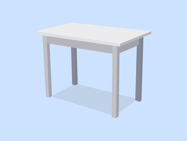 Mesa de plástico blanco vacía aislada sobre fondo azul Para la plantilla de visualización del producto Mesa vectorial 3d para la ilustración de presentación de objetos