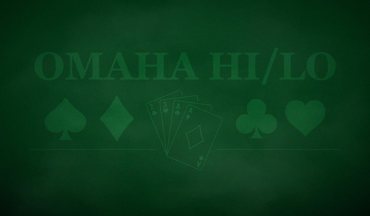 Vector mesa de póquer para el juego de cartas omaha high low pot limit fondo en color verde ilustración vectorial