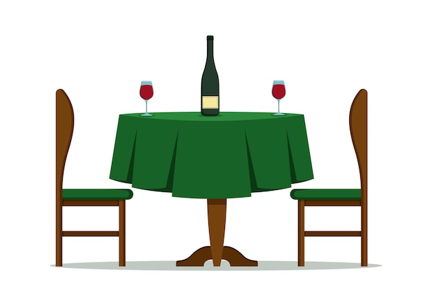 Mesa de restaurante Vector Clipart Diseño plano aislado sobre fondo blanco