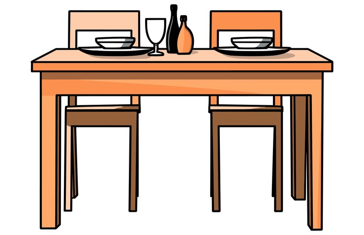 Vector mesa y sillas de comedor tablas vectoriales con sillas para la ilustración de comedor