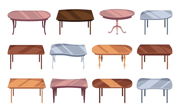 Mesas muebles de madera interior escritorios de madera mesa de madera vacía ilustración aislada en blanco