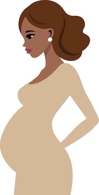 Vector meses mujer embarazada vista lateral ilustración aislada