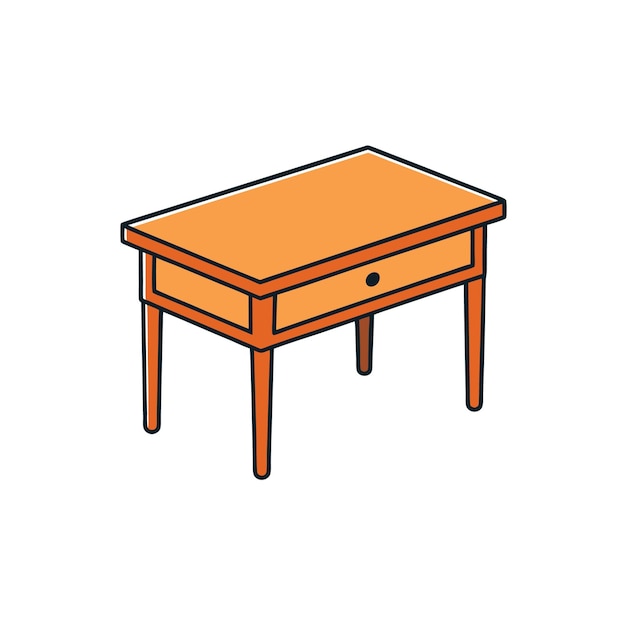 Mesita de noche isométrica naranja con cajón