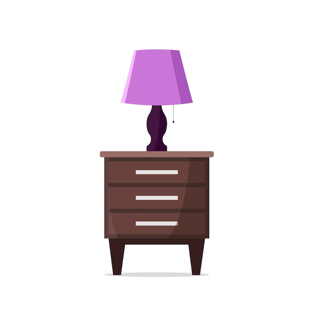 Mesita de noche con lámpara Ilustración vectorial en un estilo plano