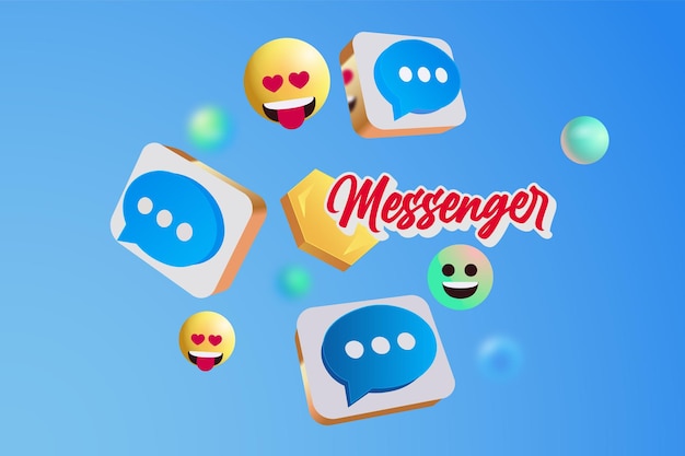 Messenger Clean 3d vector con diferentes ángulos