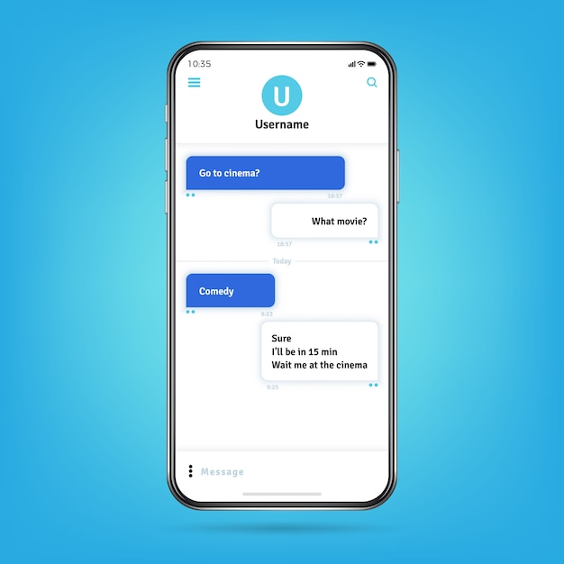 Vector messenger como whatsapp con marcos de burbujas para mensajes en la pantalla del teléfono inteligente