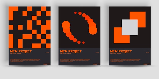 Meta estética moderna del diseño de la colección de carteles de diseño suizo. Gráficos vectoriales de inspiración brutalista