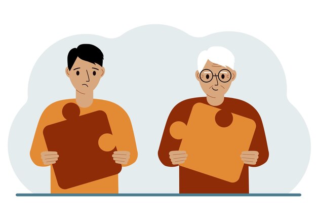 Metáfora del equipo Gente juntando las piezas del rompecabezas El concepto de trabajo en equipo y cooperación Concepto de negocio