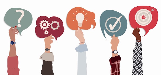 Metáfora de estrategia de desafío y elección para resolver problemas Gente de negocios multiétnica del equipo