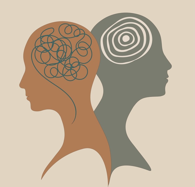 Metáfora trastorno bipolar mente mental Doble cara Personalidad divididaConcepto trastorno del estado de ánimo2 Cabeza