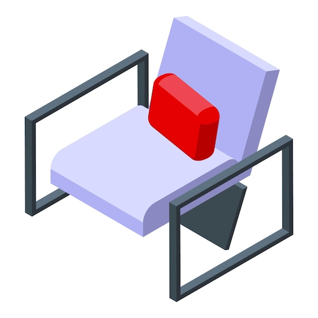 Metal textil sillón icono isométrico vector Fábrica de muebles Maquinaria de trabajo