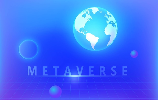 Metaverse y blockchainm la palabra Metaverse realidad virtual y tecnología de realidad aumentada