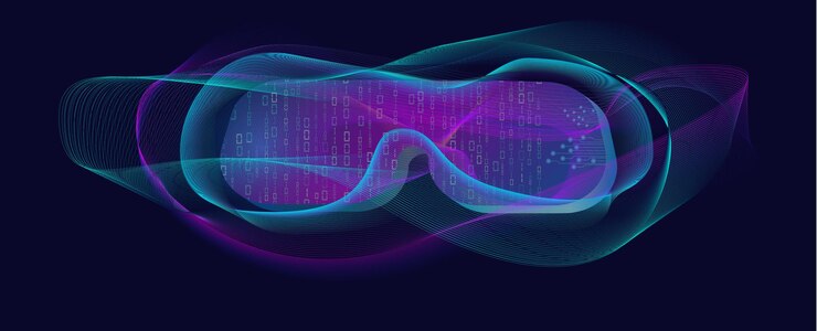 Vector metaverso de gafas de realidad virtual por datos virtuales con analista de inteligencia artificial experiencia vr